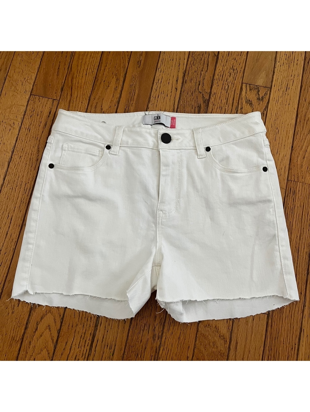 Cabi High Skinny White Denim Shorts Size 8